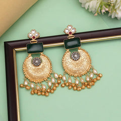 Amrapali Gold Plated Earrings with Kundan Stones Greeb
