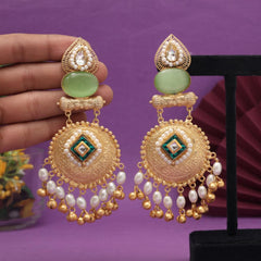 Amrapali Gold Plated Earrings with Kundan Stones Pista Green